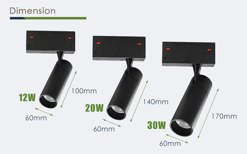 Dimension | XYZ35 Dimmable LED Track Lighting Heads And Systems