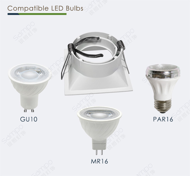 Compatible Bulbs | YZ5602 Square GU10 Spotlights And Downlight Fittings