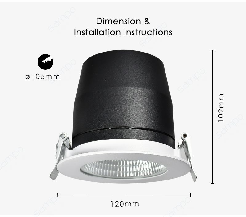 Dimentions | YZ8117 20W 30W Recessed COB LED Downlights