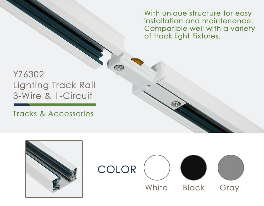 3 Wire 1 Phase Track Lighting Rail System