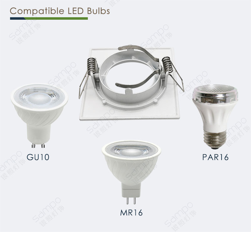 Compatible Bulbs | YZ5628 Square GU10 Recessed Downlights