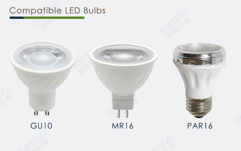 Competible Bulbs | YZ5403 Square GU10 MR16 Track Light Fittings
