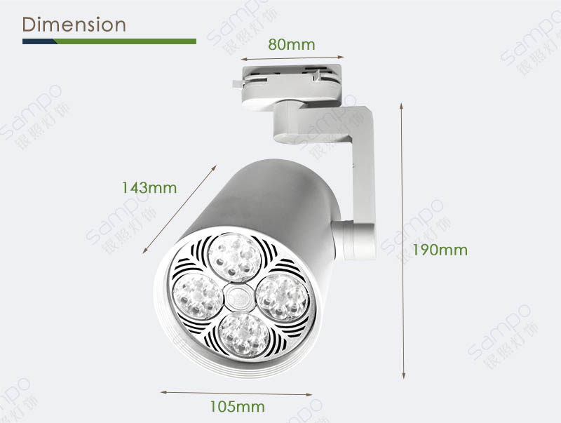 Dimension | YZ5111 PAR30 Straight Cylinder Track Light Fixtures