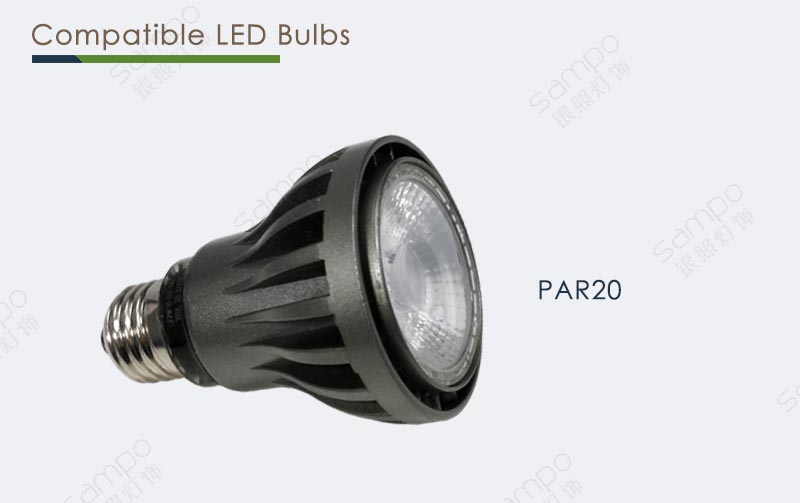 Competible Bulbs | YZ5302 PAR20 Flat Back Cylinder Track Light Fittings