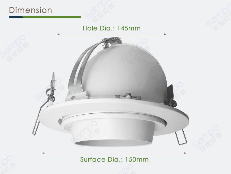 Dimension | YZ5207 E27 PAR30 Gimbal Downlights And Fittings