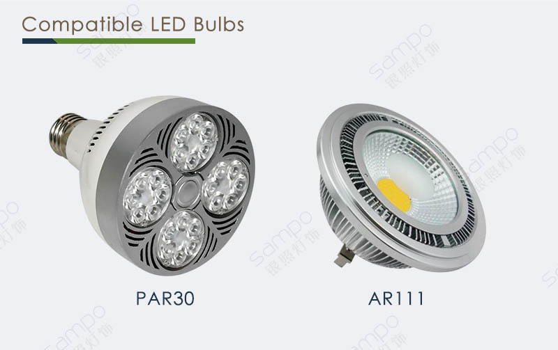 Compatible Bulbs | YZ5223 PAR30 AR111 Triple Heads Downlight Fixtures