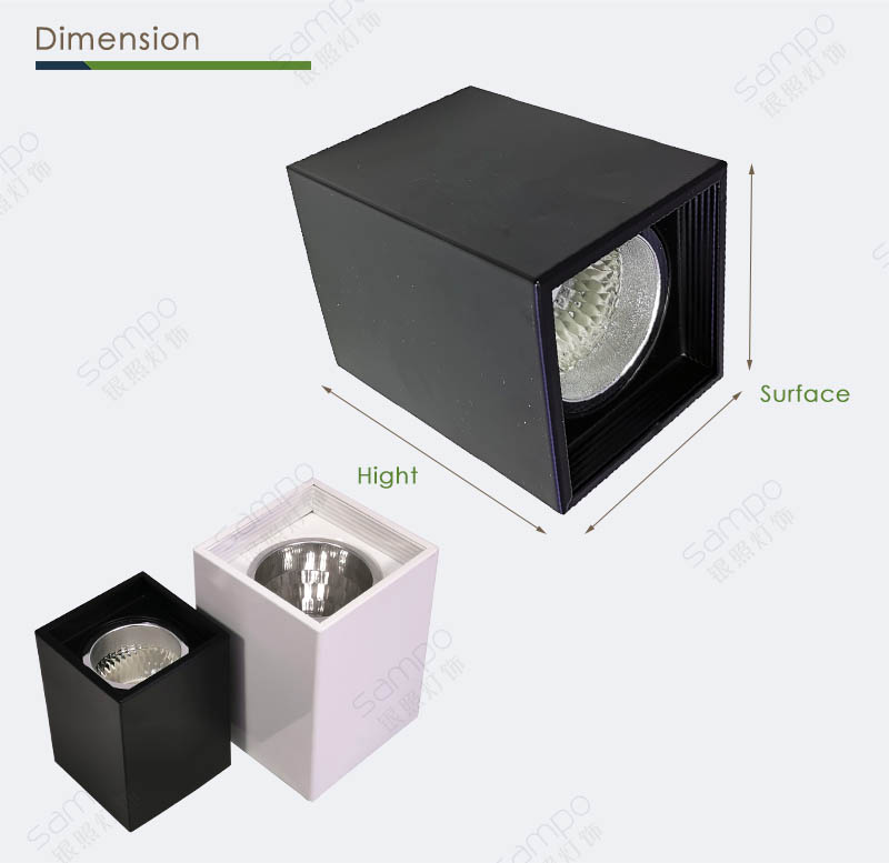 Dimension | YZ1025-1080 E27 Surface Mounted Downlight And Fittings