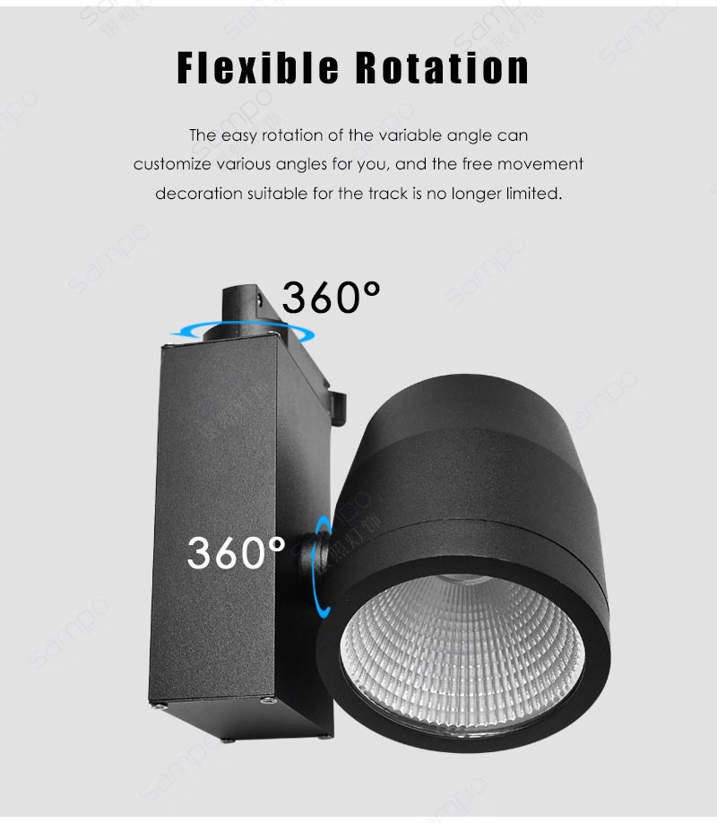 Rotatable | YZ7206 25W 35W Modern Black LED Track Lighting Fixtures