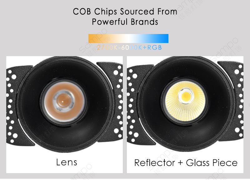 COB Chips | YZ8125 15W Trimless Recessed Adjustable LED Downlights