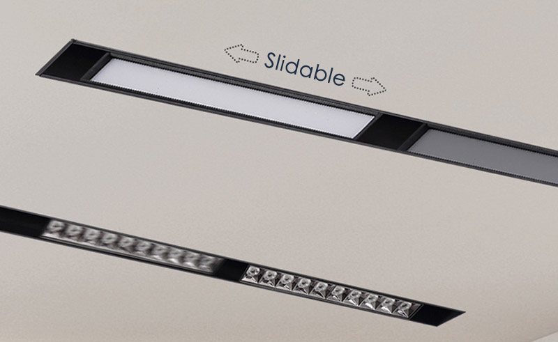 Slidable Suspended Linear LED Lighting Systems