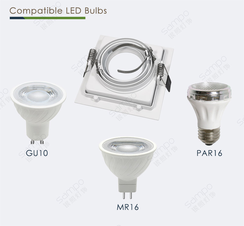 Compatible Bulbs | YZ5415 Square MR16 LED Downlight Fixture