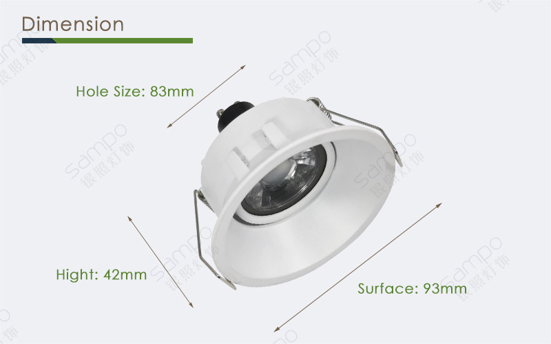 Dimension | YZ5601 Round GU10 Spotlight Fitting