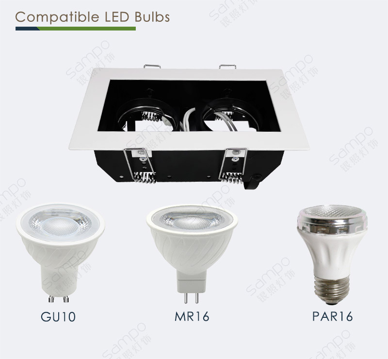 Compatible Bulbs | YZ5644 Double Head GU10 Grille Downlight Fitting