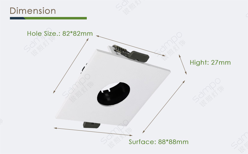 Dimension | YZ5619 GU10 Downlight Holder And Fitting