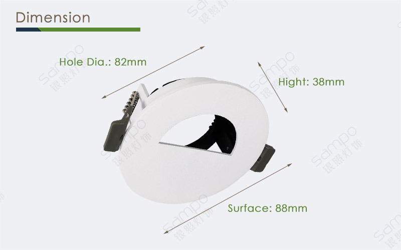 Dimension | YZ5622 GU10 Recessed Pinhole Downlight Housing