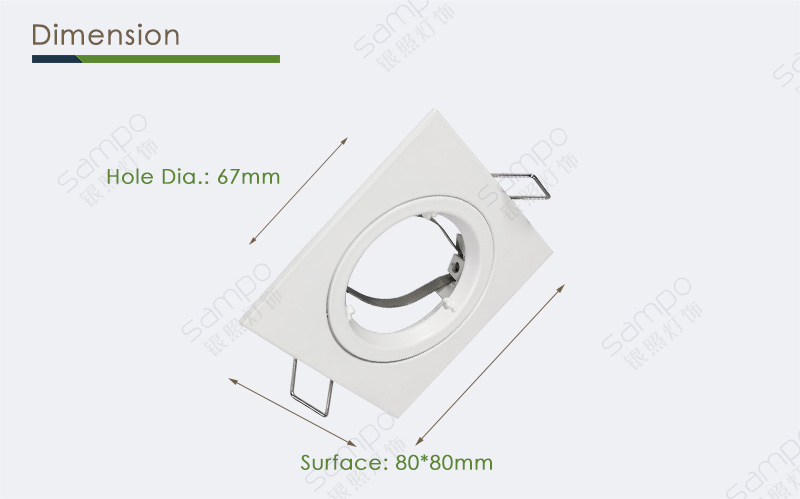 Dimension | YZ5605 Square 240V GU10 LED Downlights