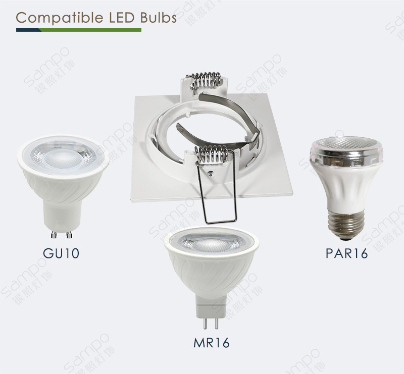 Compatible Bulbs | YZ5605 Square 240V GU10 LED Downlights
