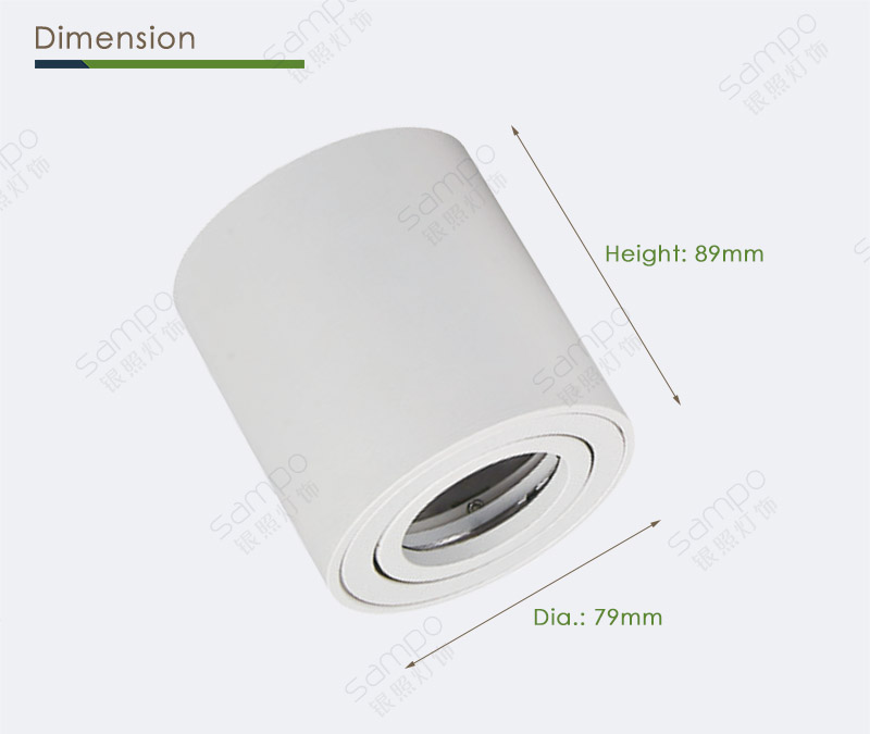 Dimension | YZ5648 Round GU10 Surface Mounted Downlights