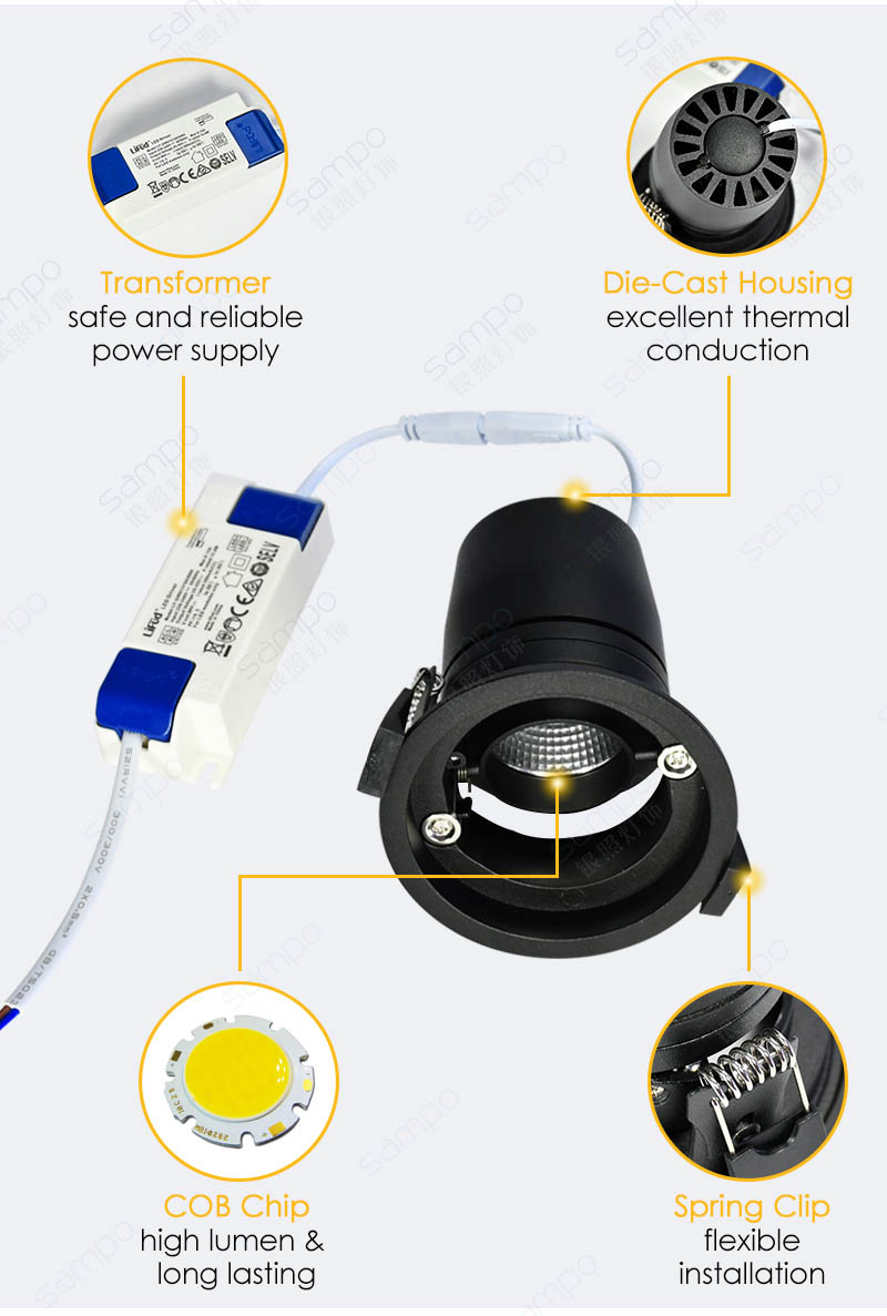 Features | YZ8101 Pinhole LED Wall Washer Downlight