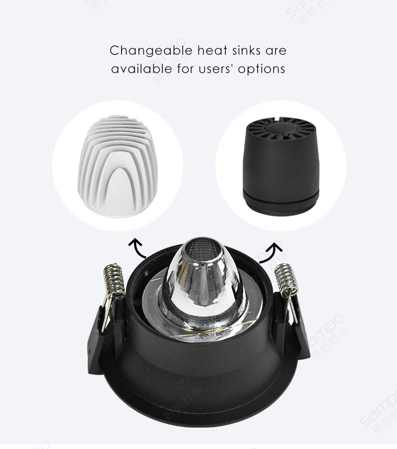 Heat Sinks | YZ8106 Black Dimmable Recessed LED Downlight Spotlights
