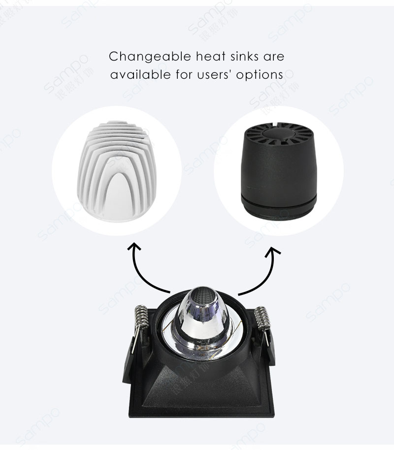 Heat Sinks | YZ8104 Black Square Recessed Downlights