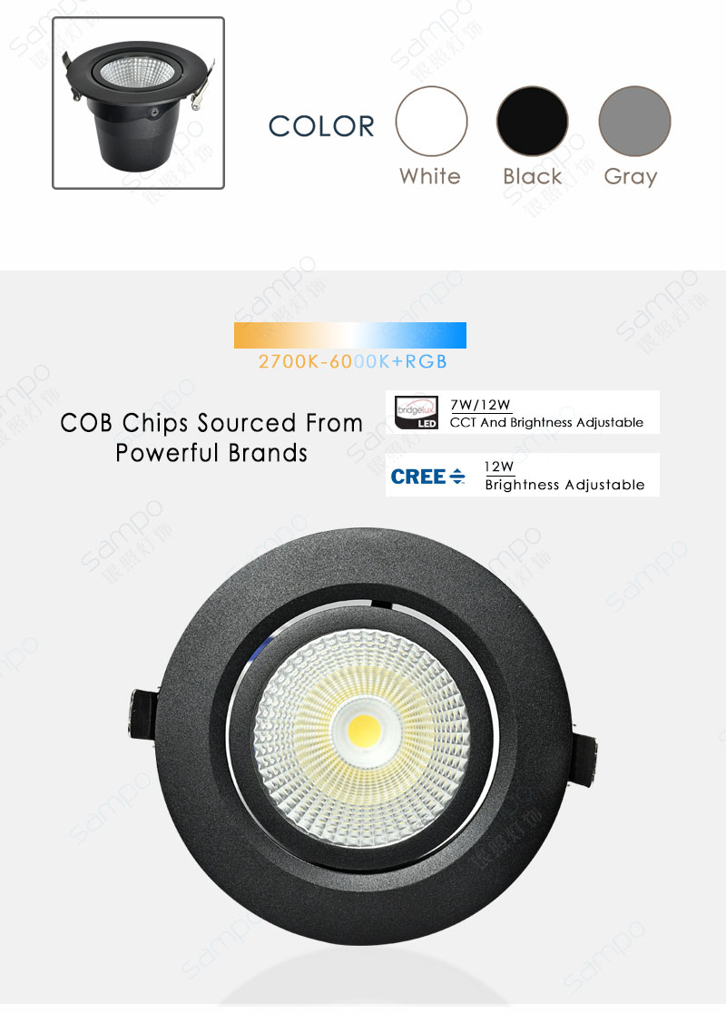 COB Chips | YZ8114 Recessed Adjustable COB Downlights