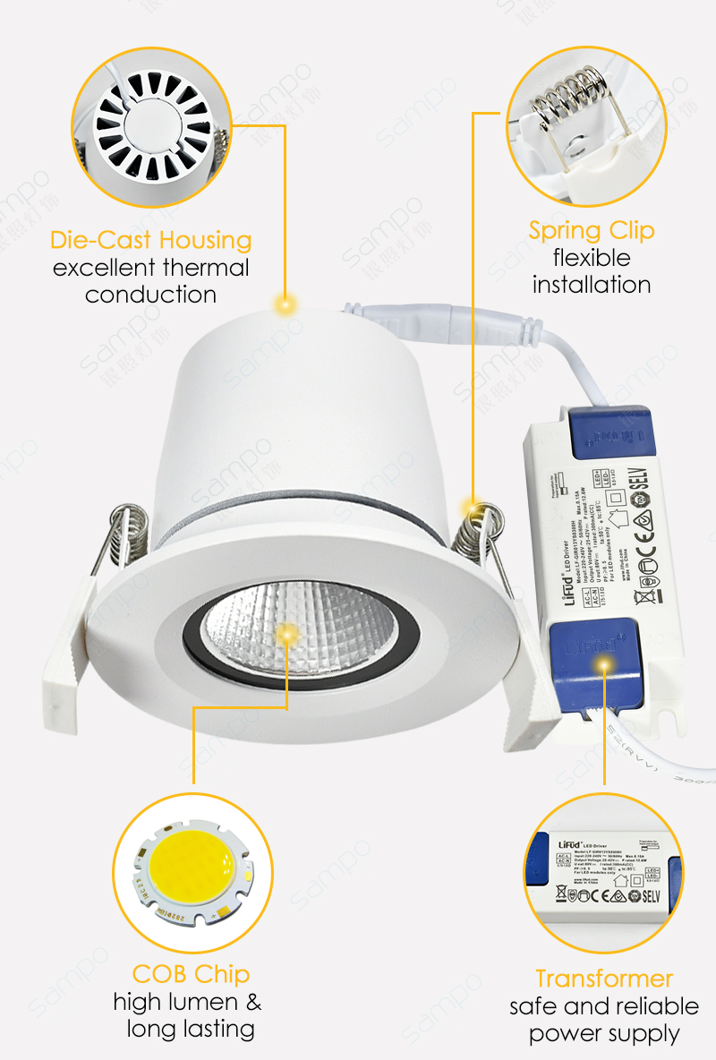 Features | YZ8120 Ceiling LED Downlights And Fittings