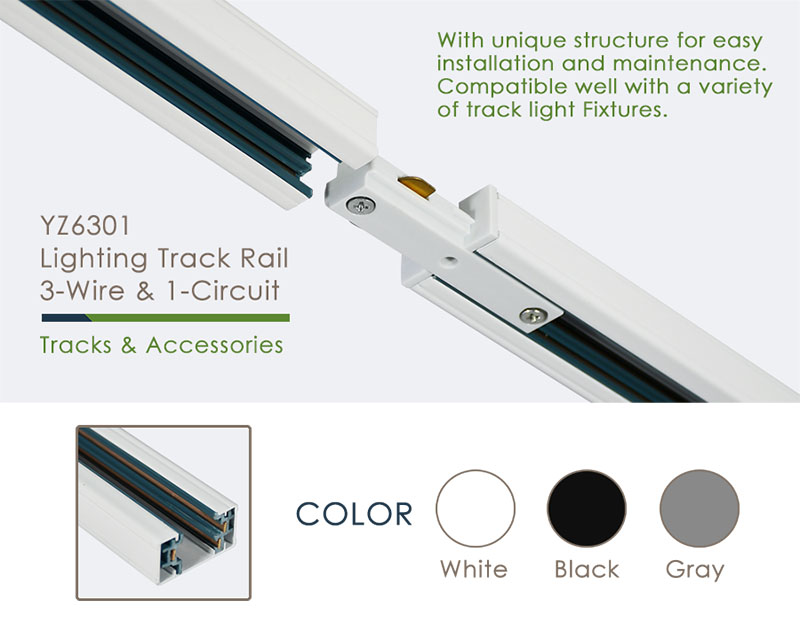 H Type Track Rail For 3 Wire 1 Phase Track Lighting System