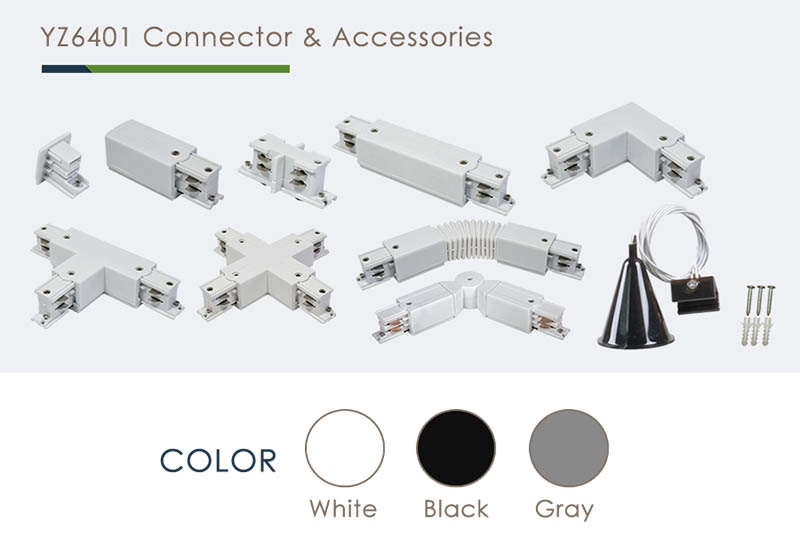 Track Lighting End Power Feed T Shape And Flexible Connectors