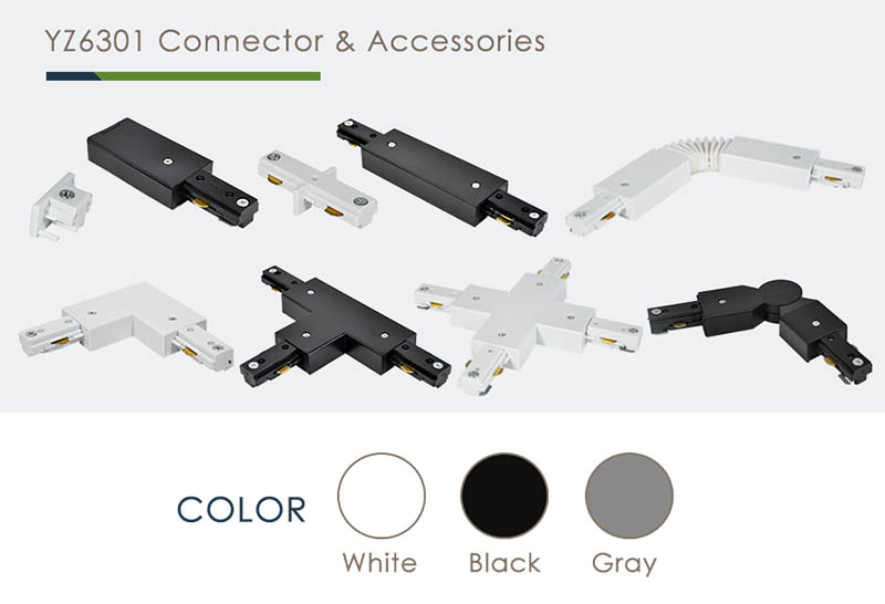 H Type 3 Wire 1 Phase Track Lighting End Power Feed And Connectors