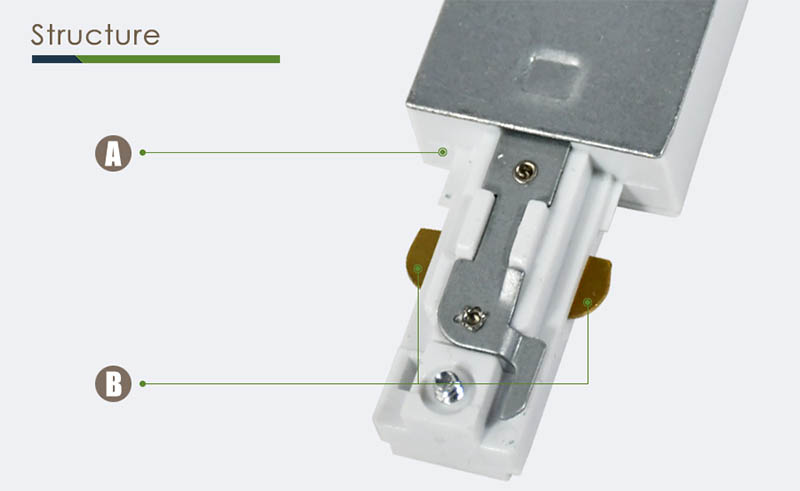 H Type 3 Wire 1 Track Lighting End Power Feed And Connectors