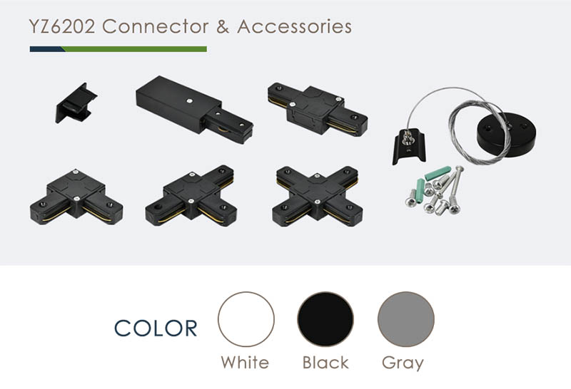 YZ6202 LED Light Track Live End Connectors And Suspension Kits