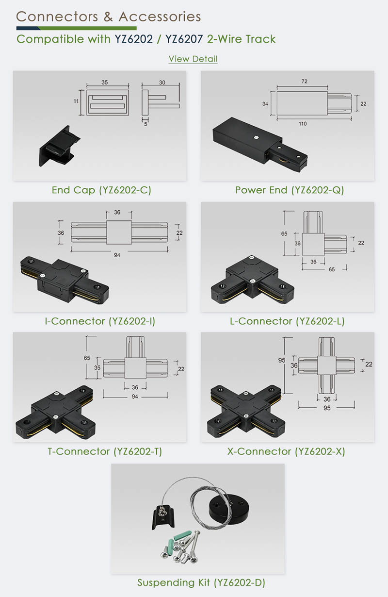 Accessories | LED Light Rails For 2 Wire 1 Circuit LED Rail Lighting Systems