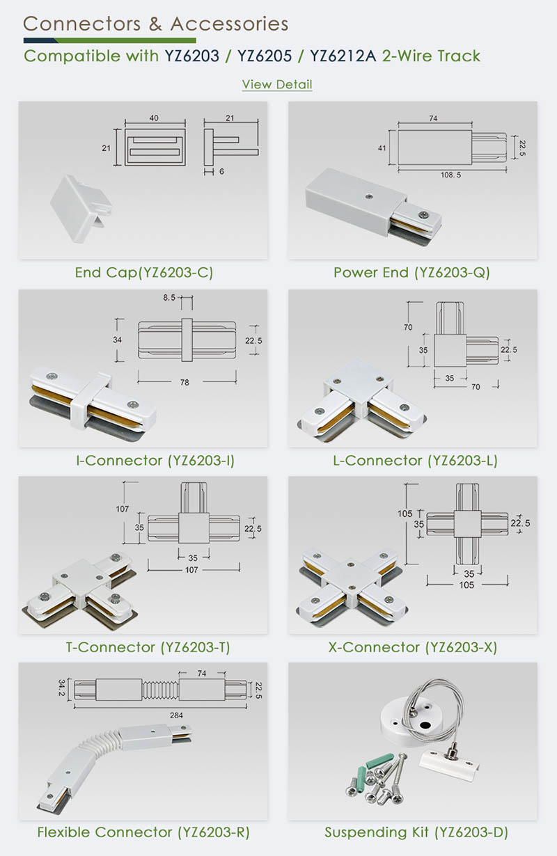 Accessories | Track Light Rail Types For 2 Wire 1 Circuit Track Lighting Systems