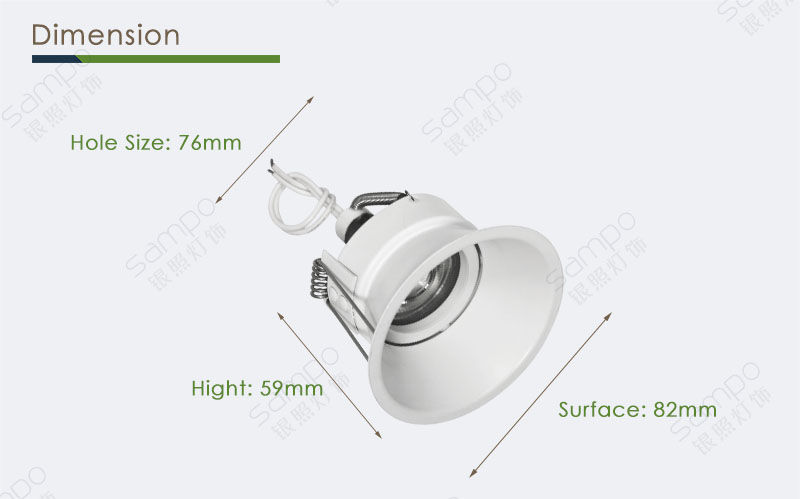 Dimension | YZ5614 Round MR16 Recessed Downlight Fixture