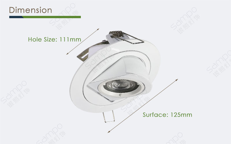 Dimension | YZ5613 Round MR16 Downlight Housing And Kit