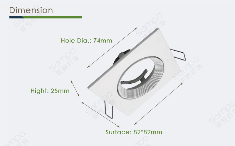 Dimension | YZ5628 Square GU10 Recessed Downlights