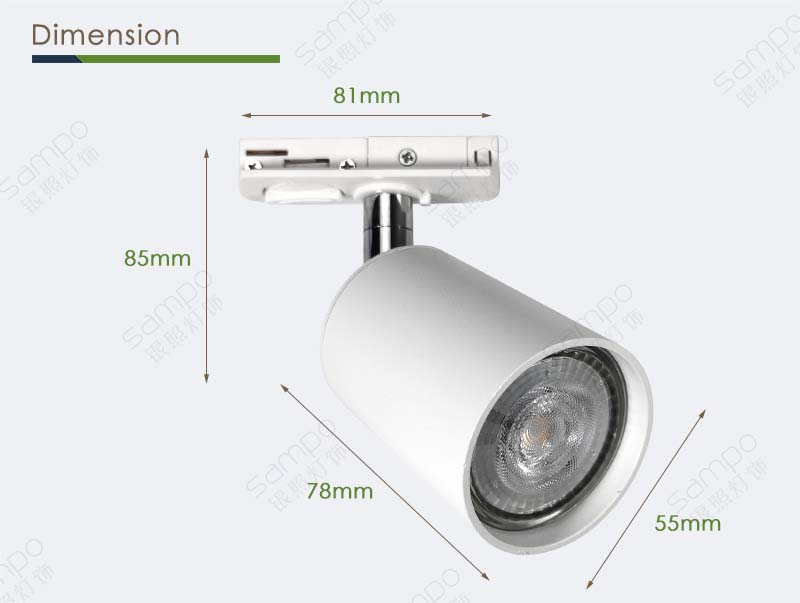 Dimension | YZ5406 GU10 Track Light Fixtures