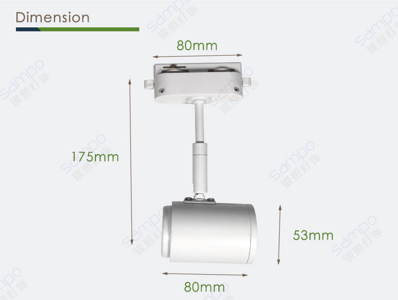 Dimension | YZ5408 MR16 Track Light Heads