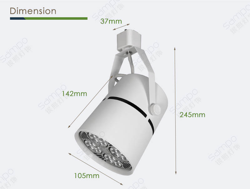 Dimension | YZ5109 PAR30 Flatback Cylinder Track Light Heads