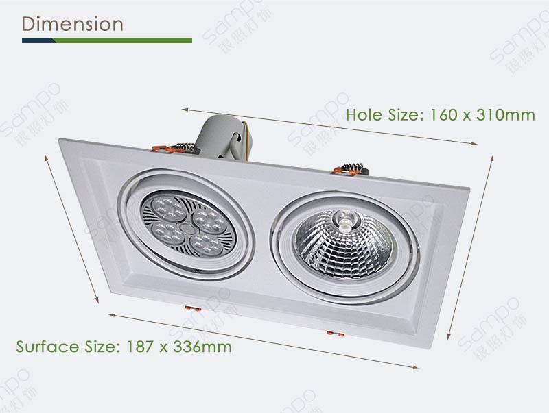 Dimension | YZ5221 PAR30 AR111 Dual Head Downlight Fixtures