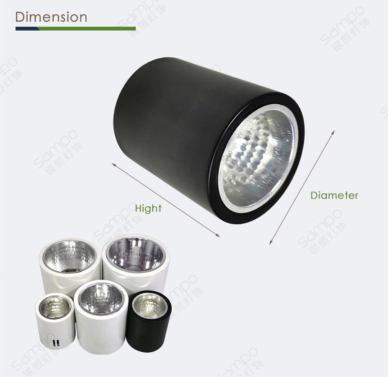 Dimension | YZ1135-1160 E27 Surface Mounted Cylinder Downlights