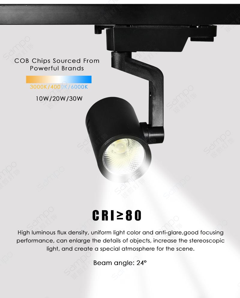 CRI Performance | YZ7101 10W 20W 30W LED Track Light Heads And Fittings