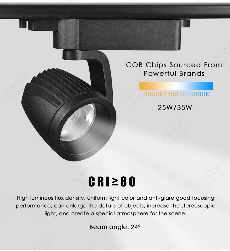 CRI Performance | YZ7201 25W 35W White And Black LED Track Spotlights