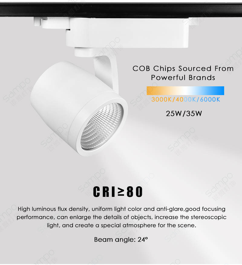 CRI Performance | YZ7200 25W 35W White And Black Flexible LED Track Lighting Fixtures