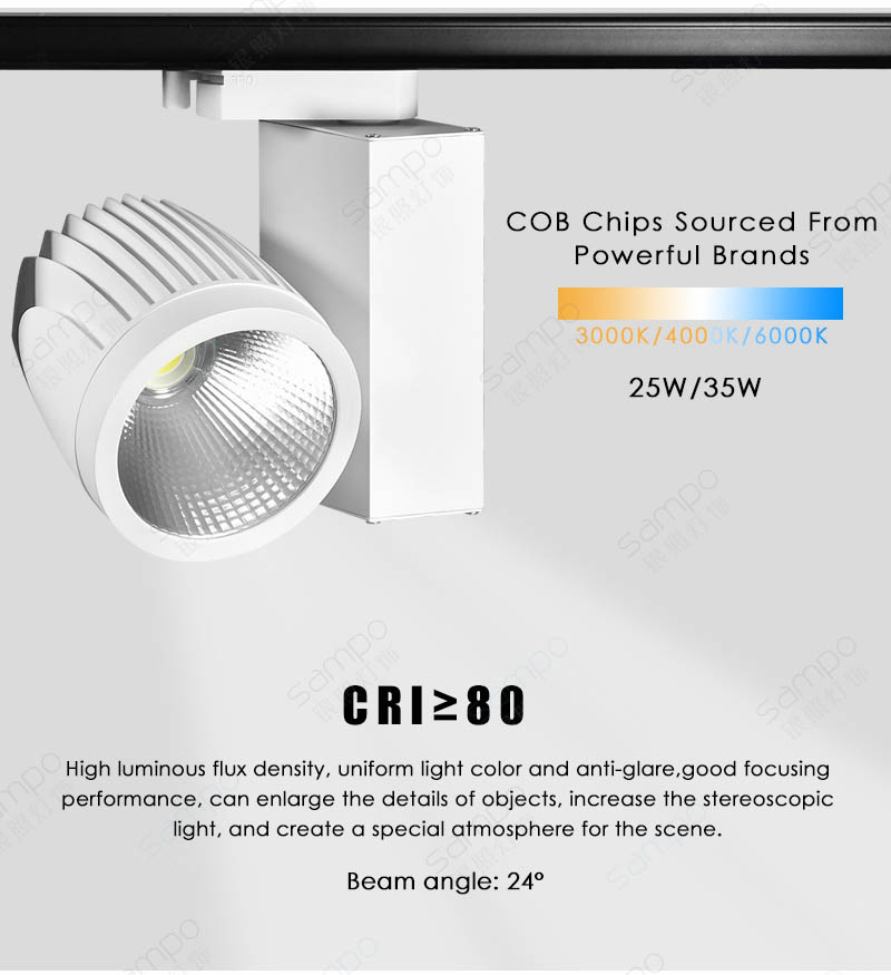 CRI Performance | YZ7204 25W 35W Modern White Tunable LED Track Lighting Fixtures