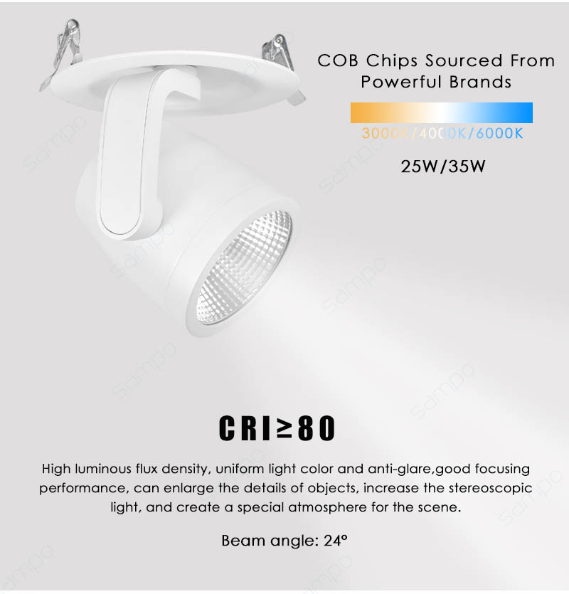 CRI Performance | YZ7210 25W 35W Ceiling Mounted LED Track Lighting Fixtures