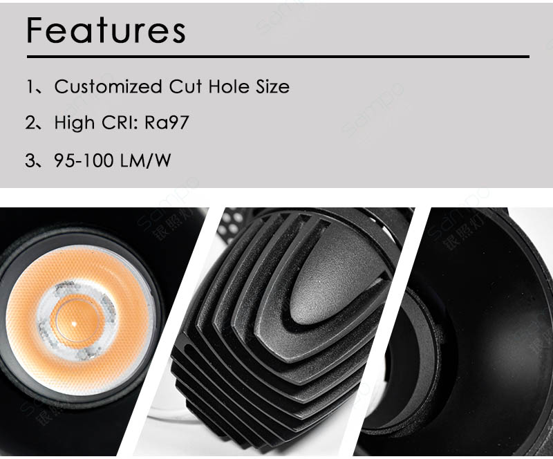 Features | YZ8125 15W Trimless Recessed Adjustable LED Downlights