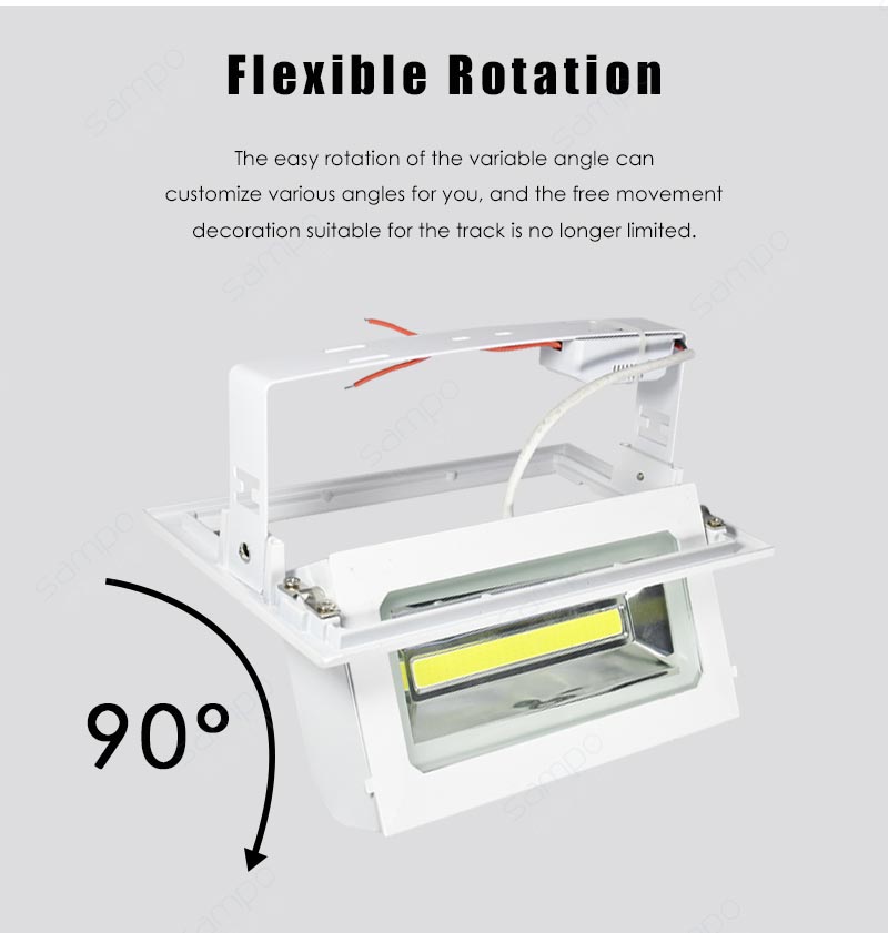 Flexible Rotation | YZ9100 20W 30W 40W 50W Recessed Rectangular LED Downlights And Flood Lights