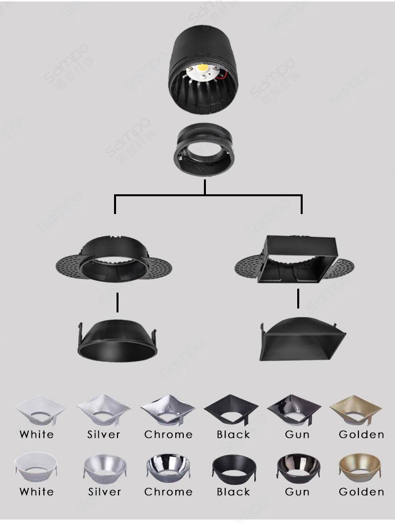 Changeable Ring | YZ8127 15W Trimless Recessed LED Downlights And Spotlights